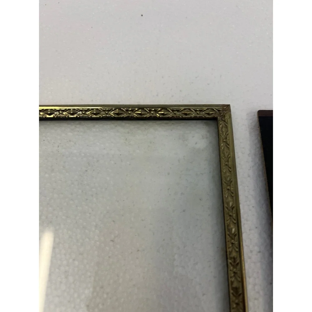 Vintage Brass Gold Scroll Border Picture Frame Easel Back Fits 8x10 Photo Stand